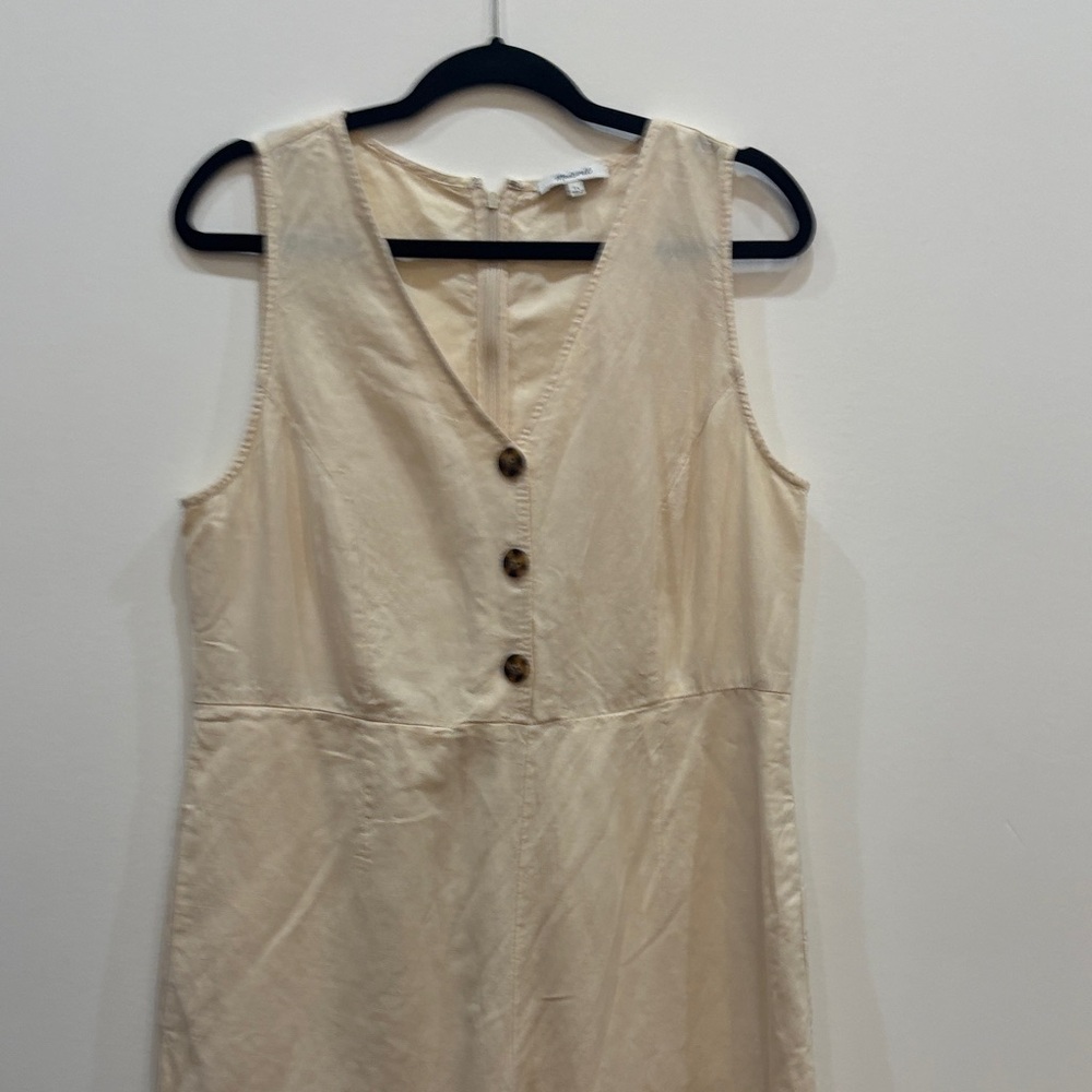 Madewell Sleeveless Cream romper/jumper/overalls with Button Detail